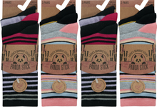 تحميل الصورة إلى عارض المعرض، Panda Stick Ladies Bamboo Blend Comfort Soft Ankle Socks Stripes