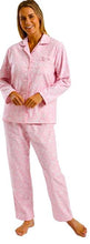 تحميل الصورة إلى عارض المعرض، Ladies Brushed 100% Cotton Pretty Vines Print Wincyette Revere Collar Pyjamas