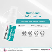 تحميل الصورة إلى عارض المعرض، BetterYou Vitamin D 4000 IU Oral Spray 3 Packs