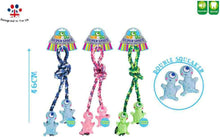 Lade das Bild in den Galerie-Viewer, 12 Pack Squeaky Plush Rope Alien Dog Toy 46cm Assorted Colours