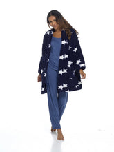 Load image into Gallery viewer, 6 Pack Ladies Sherpa Fluffy Fleece Edge To Edge Cardigan Navy With White Stars
