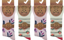 تحميل الصورة إلى عارض المعرض، Panda Stick Ladies Bamboo Blend Comfort Soft Ankle Socks Floral