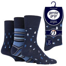 Load image into Gallery viewer, 12 Pairs Mens Gentle Grip Cotton Socks Dimensional Navy