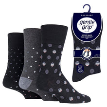 Afbeelding in Gallery-weergave laden, 12 Pairs Mens Gentle Grip Cotton Socks Polka Pop Black Charcoal