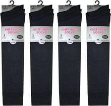 Load image into Gallery viewer, 12 Pairs Girls Knee High Cotton Rich School Socks Navy Size 9-12