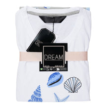 تحميل الصورة إلى عارض المعرض، 6 Pack Ladies Seashell Print 100% Cotton Jersey Crop Leg Pyjamas