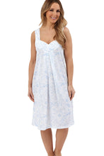 Load image into Gallery viewer, Ladies Marlon Jersey Polycotton Sleeveless Wide Strap 40" Linear Floral White Ground Nightdress