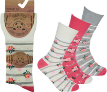 تحميل الصورة إلى عارض المعرض، Panda Stick Ladies Bamboo Blend Comfort Soft Ankle Socks Floral