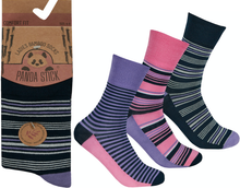 Lade das Bild in den Galerie-Viewer, Panda Stick Ladies Bamboo Blend Comfort Soft Ankle Socks Multi Stripes