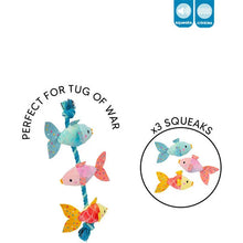 تحميل الصورة إلى عارض المعرض، 12 Pack Squeaky Plush Fish On Rope Tug & Pull Dog Toy 39cm Assorted Colours