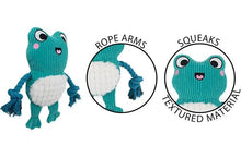 Afbeelding in Gallery-weergave laden, 12 Pack Squeaky Plush & Rope Frog Puppy Toy 22cm Assorted Colours