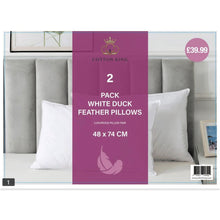 Load image into Gallery viewer, 2 Pack White Duck Feather Pillows
