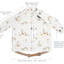 Carica l'immagine nel visualizzatore di Gallery, Bibado Coverall Weaning Bib with Ecomm Bag: Spaghetti Serengeti Print