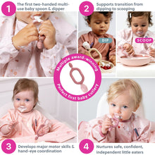 Carica l'immagine nel visualizzatore di Gallery, Bibado Dippit Baby Spoon Blush 2-Pack: Ergonomic Design, Easy Weaning