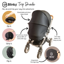 Afbeelding in Gallery-weergave laden, The Blinky Company "Trip" Pushchair Sunshade Black