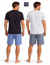 Carica l'immagine nel visualizzatore di Gallery, Mens Jersey Relaxed T-Shirt & Woven Shorts Pyjama Set