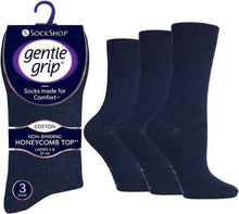 Afbeelding in Gallery-weergave laden, 12 Pairs Ladies Gentle Grip Navy Socks