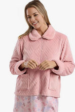 تحميل الصورة إلى عارض المعرض، Ladies Soft Feel Faux Fur Trim Cosy Fleece Zip Bed Jacket
