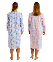 تحميل الصورة إلى عارض المعرض، Ladies Winter Floral 40" Long Sleeve Fleece Nightdress
