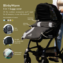 Carica l'immagine nel visualizzatore di Gallery, The BlinkyWarm™ 5-in-1 Buggy Footmuff Raincover Black

