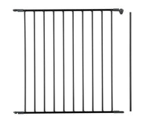 Carica l'immagine nel visualizzatore di Gallery, Black safety gate extension panel with a vertical bar design, likely made of metal, for use with a BabyDan OLAF safety gate.
