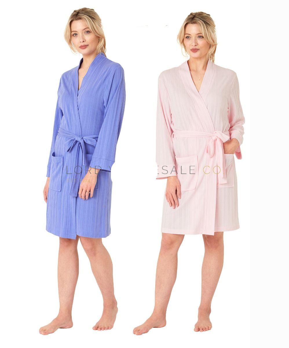 Ladies Soft Rib Kimono Wrap Robe