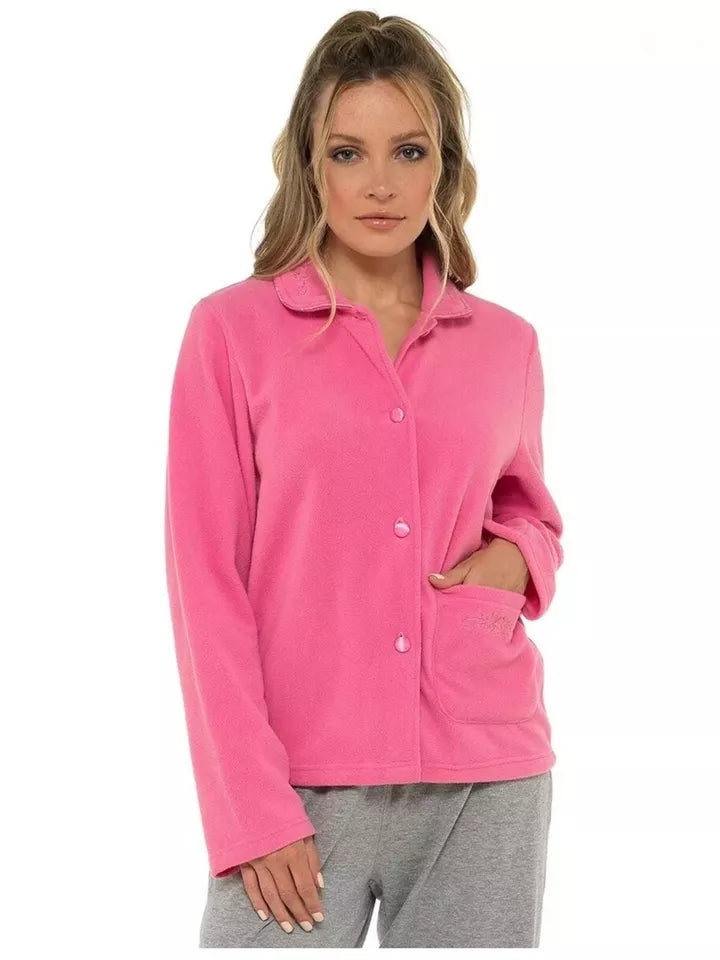 Ladies Daisy Fleece Button Through Bed Jacket