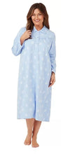 تحميل الصورة إلى عارض المعرض، Ladies Long Sleeve 100% Brushed Cotton Leaf Print 42&quot; Wincey Nightdress
