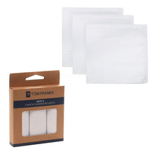 Load image into Gallery viewer, 12 Pack Mens 3pk White 100% Cotton Handkerchiefs
