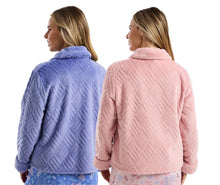 تحميل الصورة إلى عارض المعرض، Ladies Soft Feel Faux Fur Trim Cosy Fleece Zip Bed Jacket
