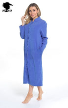 Lade das Bild in den Galerie-Viewer, Lady Olga Button Through Fleece Dressing Gowns
