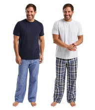 Carica l'immagine nel visualizzatore di Gallery, Mens Jersey Relaxed T-Shirt &amp; Woven Pants Pyjama Set
