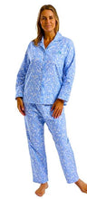 تحميل الصورة إلى عارض المعرض، Ladies Brushed 100% Cotton Pretty Vines Print Wincyette Revere Collar Pyjamas
