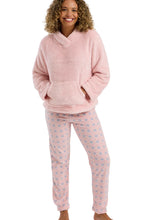 Carica l'immagine nel visualizzatore di Gallery, Ladies Soft Feel Plush Fleece Top &amp; Brushed Geo Print Jogger Pyjamas
