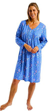 تحميل الصورة إلى عارض المعرض، Ladies Polycotton Autumn Leaf Pintuck Soft Knitted Jersey Long Sleeve Nightdress
