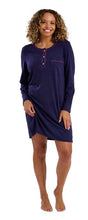 تحميل الصورة إلى عارض المعرض، Ladies Long Sleeve Animal Trim Plain Knitted Cotton Jersey Nightdress
