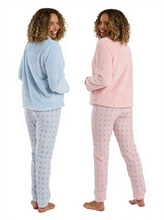 Carica l'immagine nel visualizzatore di Gallery, Ladies Soft Feel Plush Fleece Top &amp; Brushed Geo Print Jogger Pyjamas
