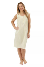 Load image into Gallery viewer, Ladies Marlon 100% Cotton 40" Dobby Spot Sleeveless Wide Strap Woven Nightdress
