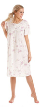Lade das Bild in den Galerie-Viewer, Olga Ladies Floral Jersey Short Sleeved Nightdresses
