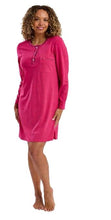 تحميل الصورة إلى عارض المعرض، Ladies Long Sleeve Animal Trim Plain Knitted Cotton Jersey Nightdress
