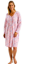 تحميل الصورة إلى عارض المعرض، Ladies Polycotton Autumn Leaf Pintuck Soft Knitted Jersey Long Sleeve Nightdress
