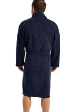 Lade das Bild in den Galerie-Viewer, Men's 100% Cotton Navy Aberford Soft Towelling Shawl Collar Gown
