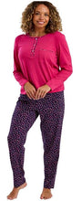 تحميل الصورة إلى عارض المعرض، Ladies Long Sleeve Neon Leopard 100% Knitted Cotton Jersey Pyjama Set
