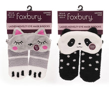 Load image into Gallery viewer, Ladies Novelty Eye Mask &amp; Sock Set By Foxbury 4 Pieces
