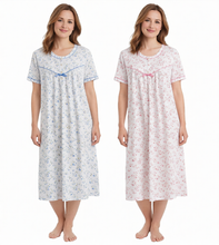 Load image into Gallery viewer, 9 Pack Ladies Moonlit Tulip Cotton Jersey Short Sleeve Nightdress
