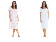 Lade das Bild in den Galerie-Viewer, Cottonique Ladies 100% Jersey Cotton Short Sleeve Floral Nightdress With Soft Lace Trim 10 Packs
