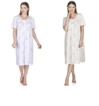 Load image into Gallery viewer, Ladies Floral Breeze Short Sleeve Jersey Cotton Rich Nightdress La Marquise 6 Pack
