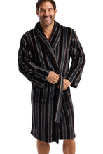 Carica l'immagine nel visualizzatore di Gallery, Men's Soft Feel Striped Farsley Cosy &amp; Warm Fleece Shawl Collar Robe
