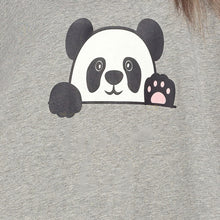 Load image into Gallery viewer, Ladies Long Sleeved Panda Print One Sized Jersey Nightshirt Grey
