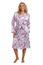 Load image into Gallery viewer, Ladies Vibrant Floral Silky Satin Wrap Gown
